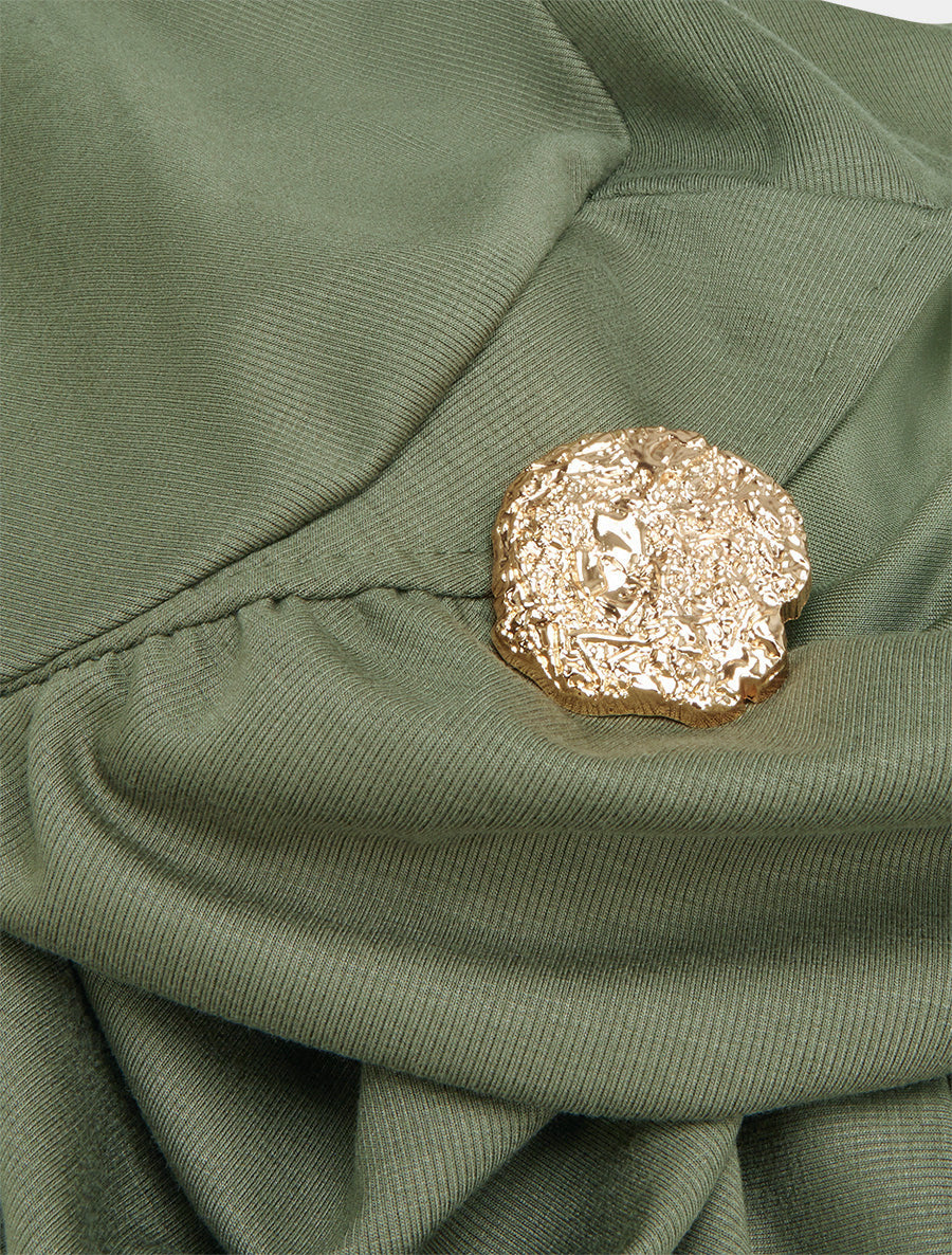 Robe droite à col bateau bijou - Kaki - 3