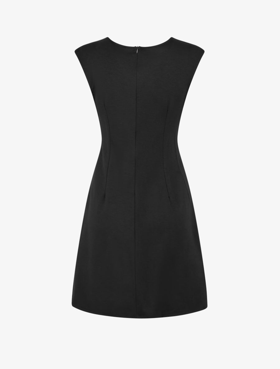 Robe sans manches évasée à lien et boucle - Noir - 2