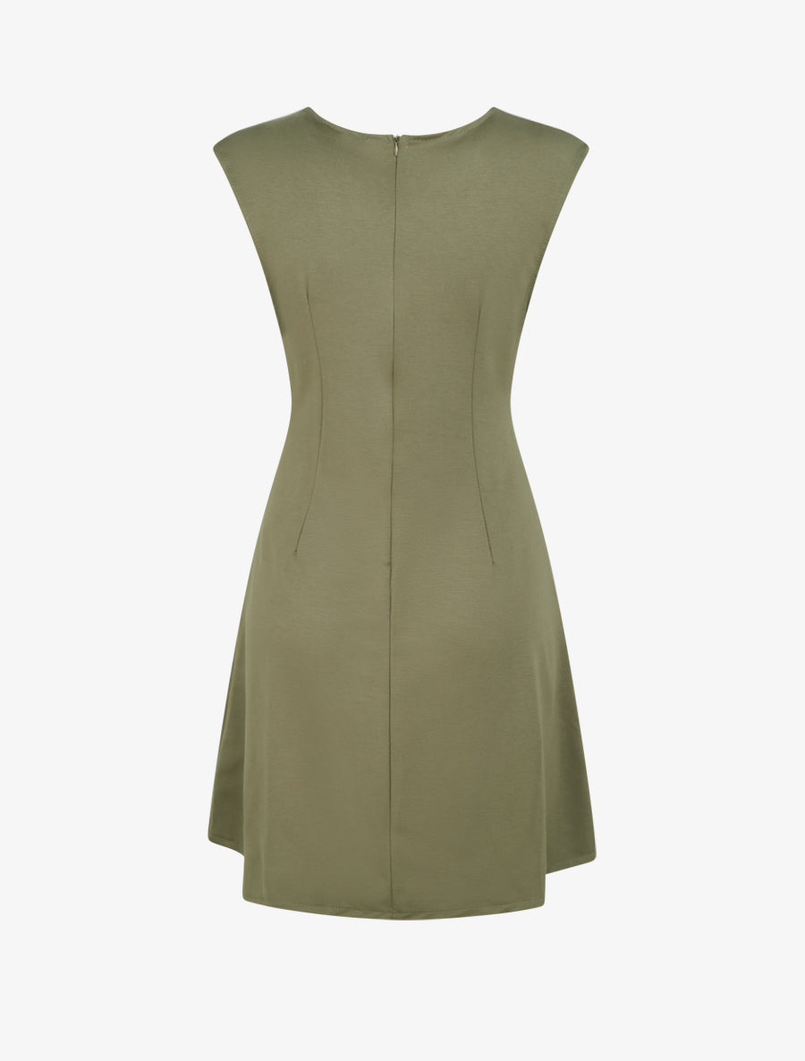 Robe sans manches évasée à lien et boucle - Kaki - 2