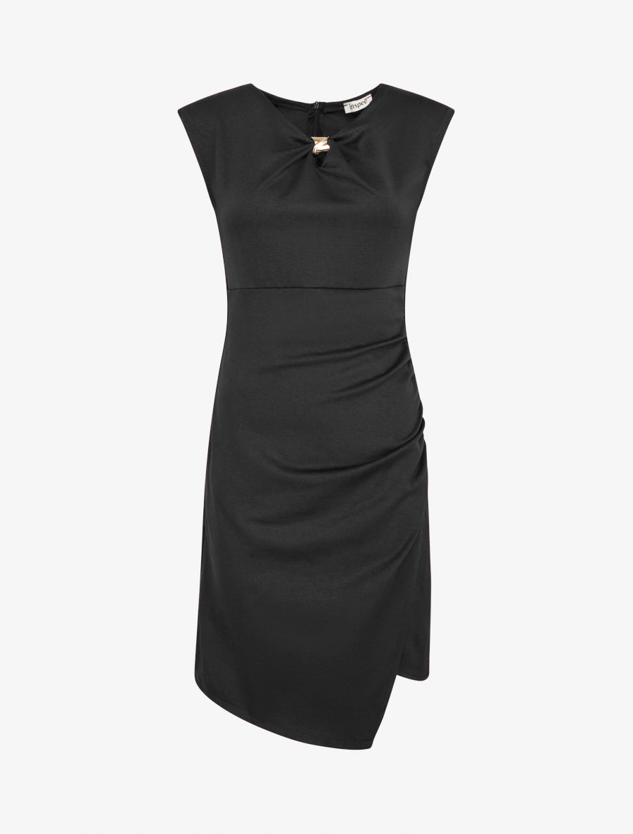 Robe style portefeuille à col bijou - Noir - 1