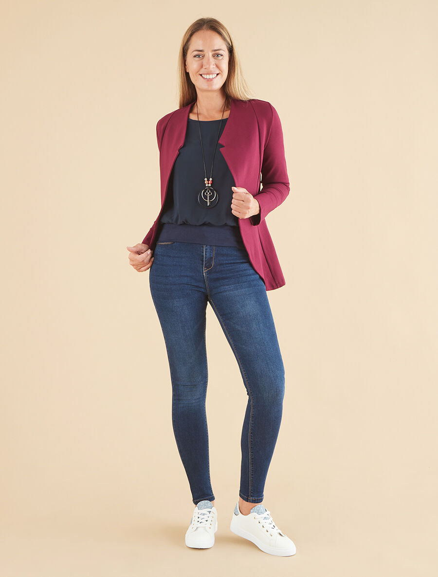 Veste à col biseauté - Pourpre - 4