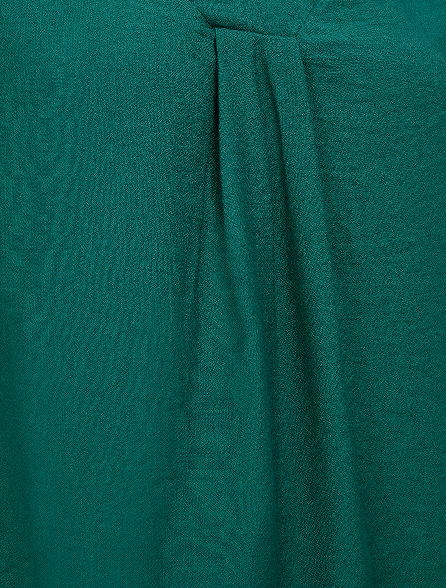 Blouse droite unie à col V - Vert foncé - 3