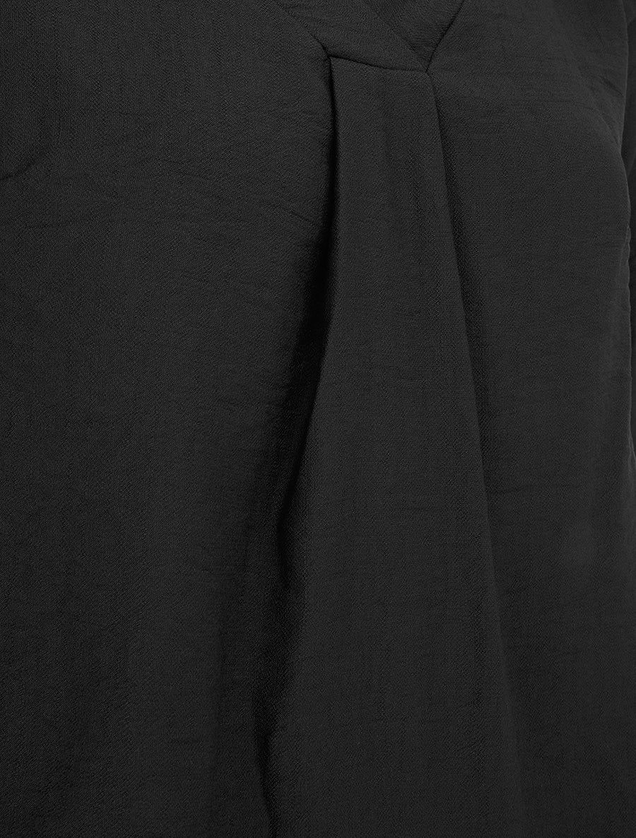 Blouse droite unie à col V - Noir - 3