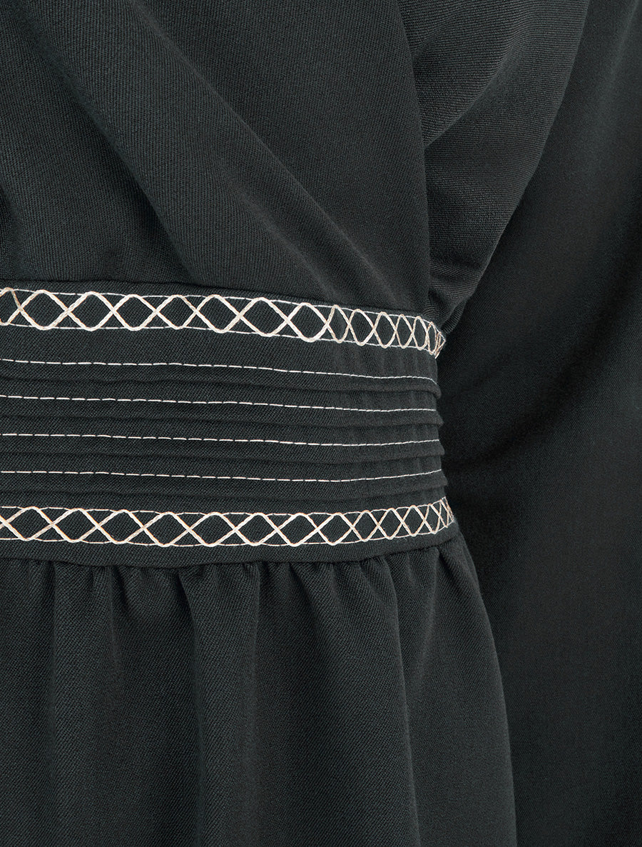 Robe uni cache-coeur à bande stylisée - Noir - 3