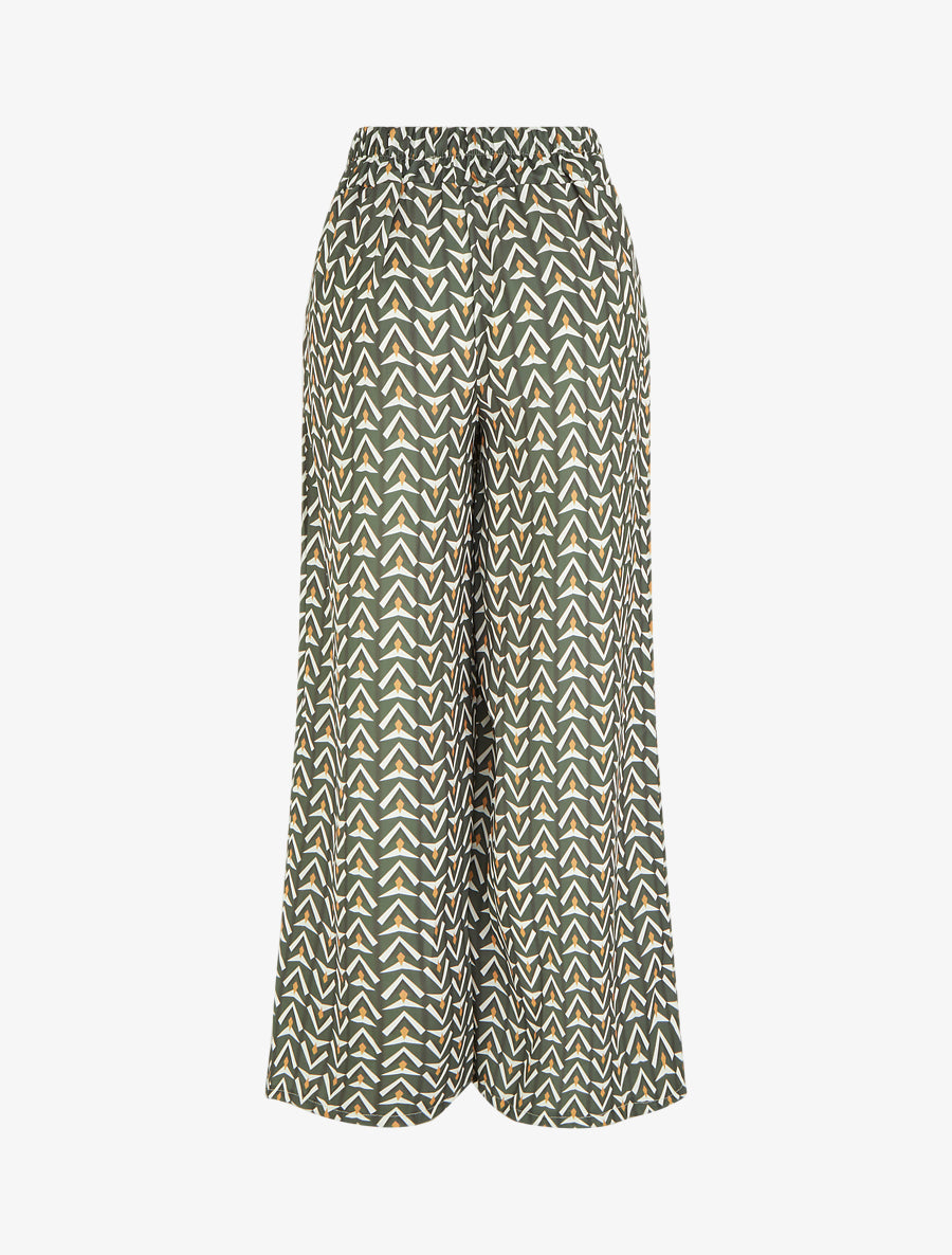 Pantalon ample imprimé géométrique - Kaki - 2