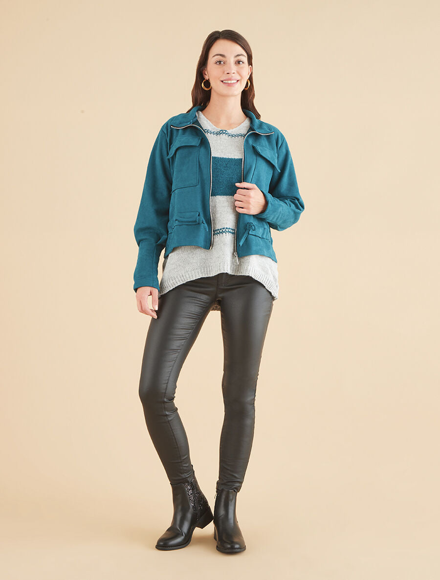 Veste souple en suédine - Bleu lagon - 4