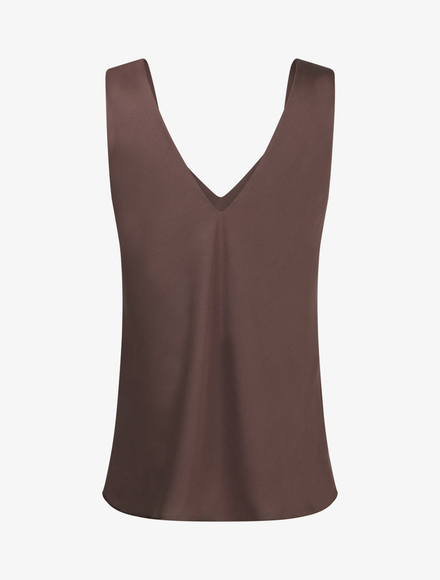 Top satiné à empiècement bijoux - Marron - 2