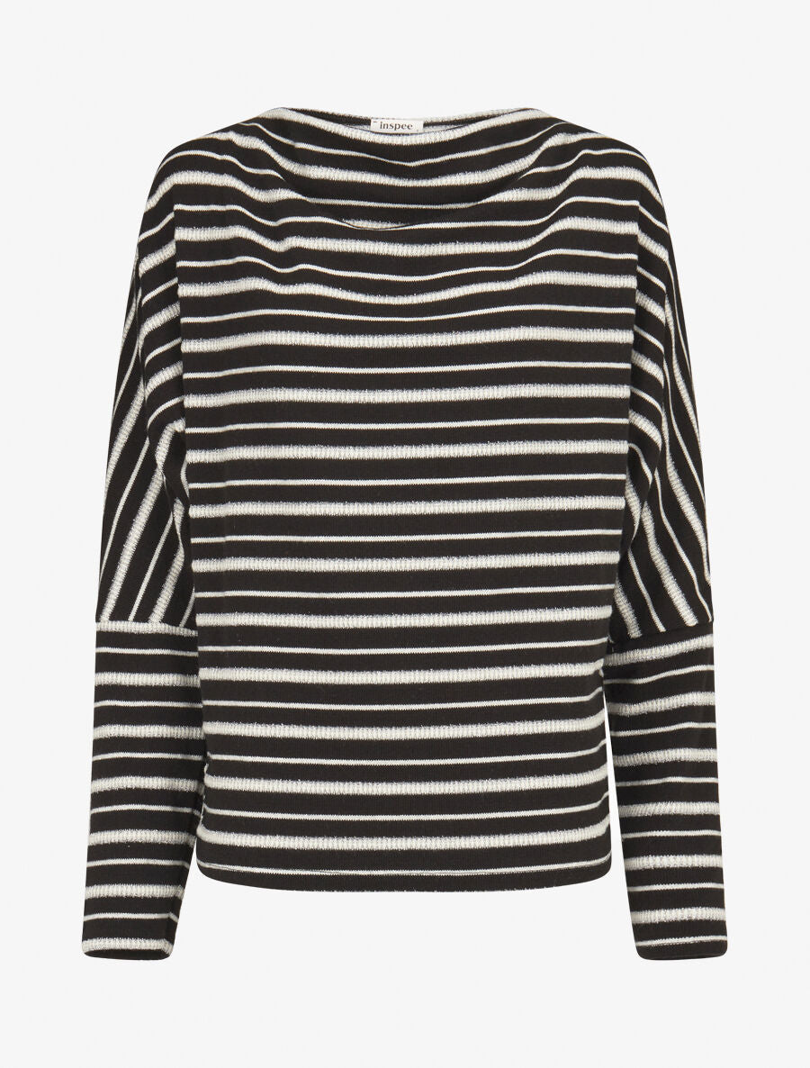 Pull dolman à rayures irisées - Noir - 1