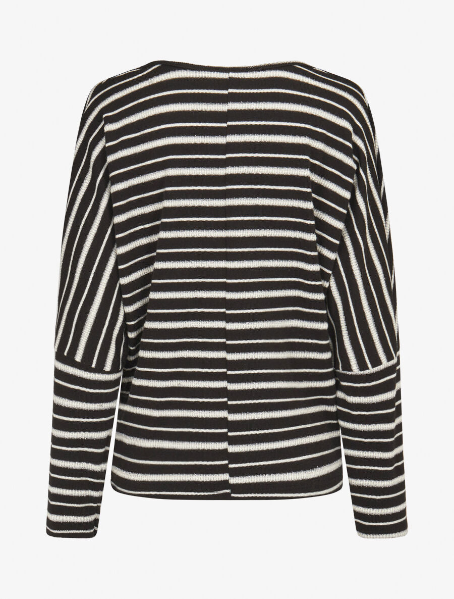 Pull dolman à rayures irisées - Noir - 2