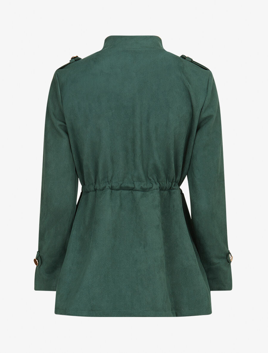 Veste longue cintrée en suédine - Vert - 2
