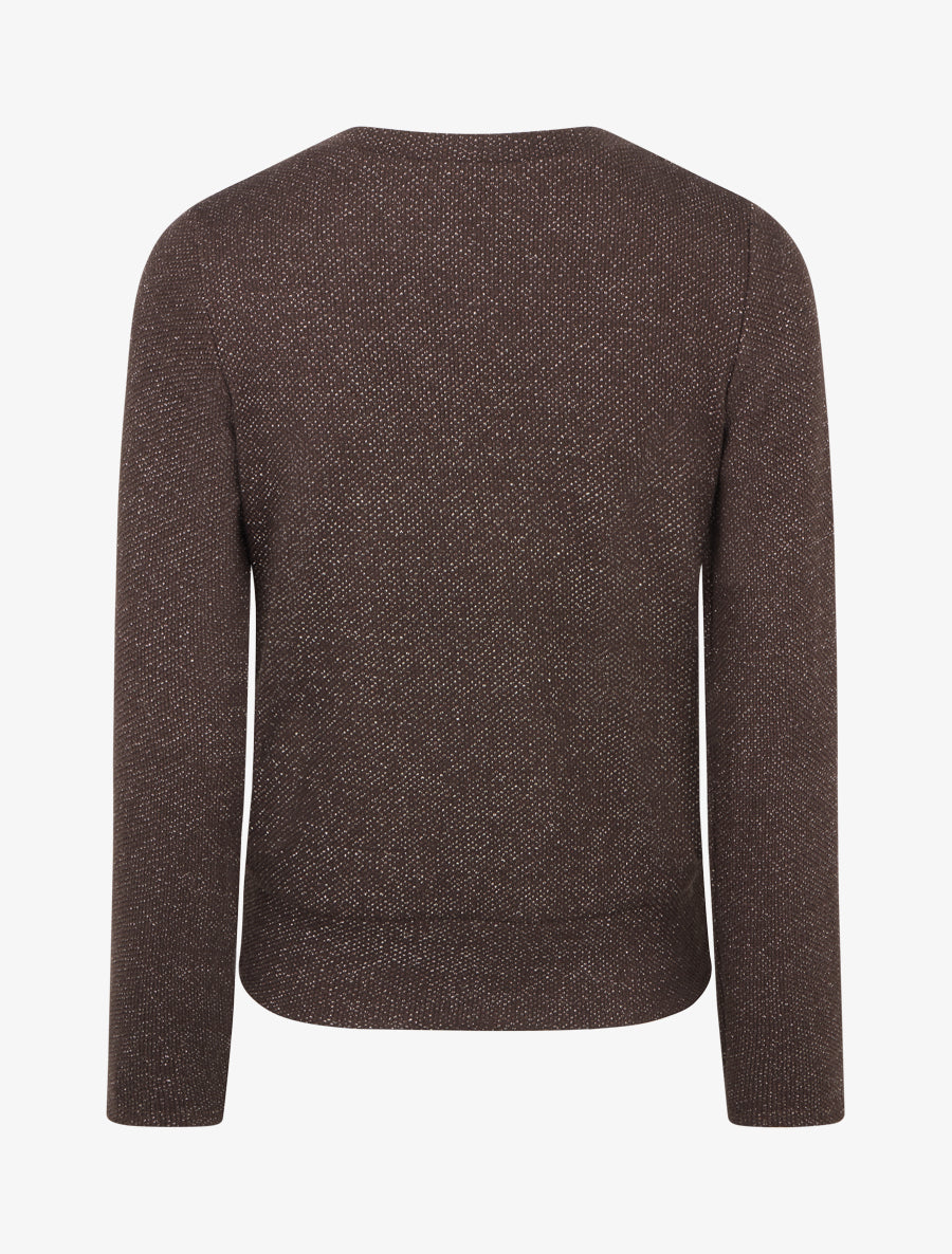 Pull superposé effet gaufré irisé - Chocolat - 2