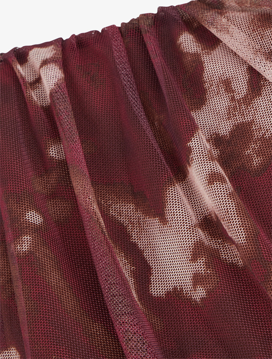 Top imprimé graphique en tulle - Lie de vin - 3