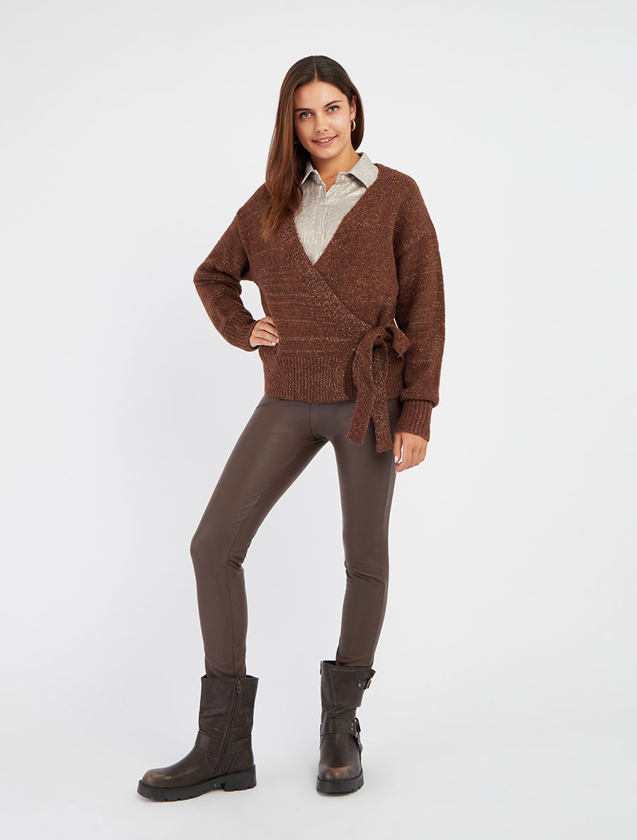 Gilet à nouer à détail irisé - Marron - 8