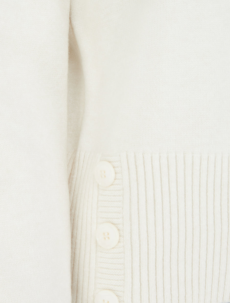 Pull uni à boutons décoratifs - Écru - 3