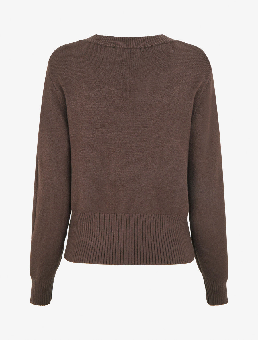 Pull uni à boutons décoratifs - Marron - 2
