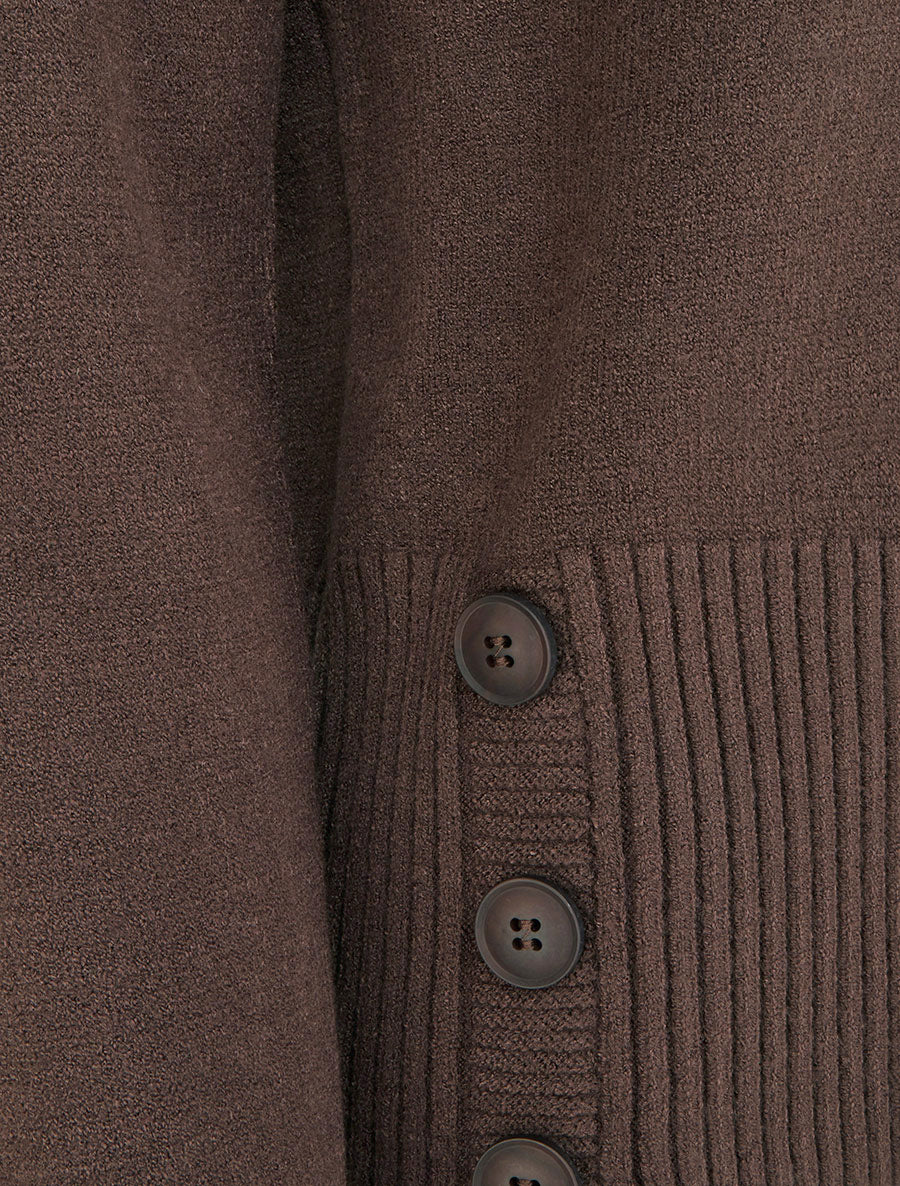 Pull uni à boutons décoratifs - Marron - 3