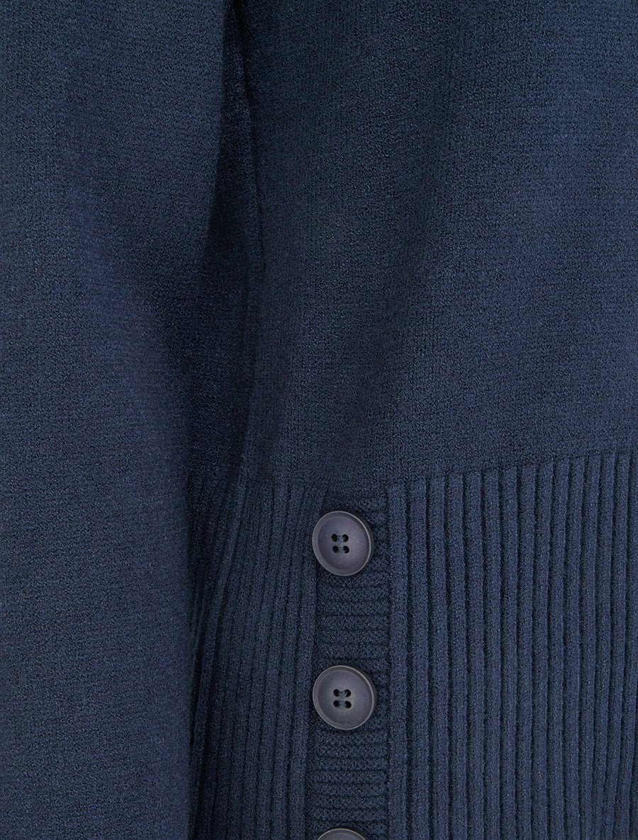 Pull uni à boutons décoratifs - Marine - 3