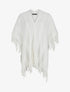 Poncho mi-long uni à franges - Blanc - 1