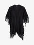 Poncho mi-long uni à franges - Noir - 1