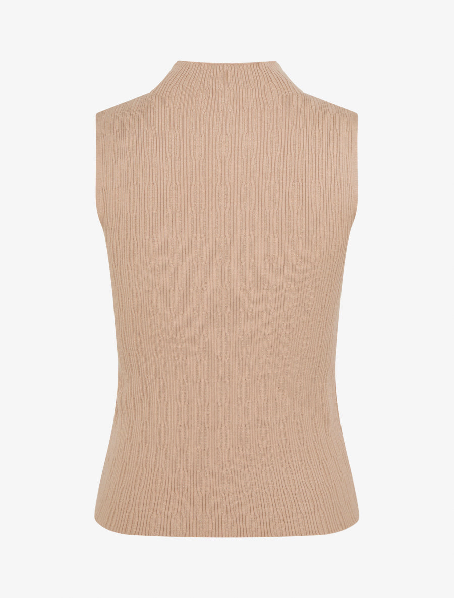 Débardeur en maille côtelée texturée - Beige - 2
