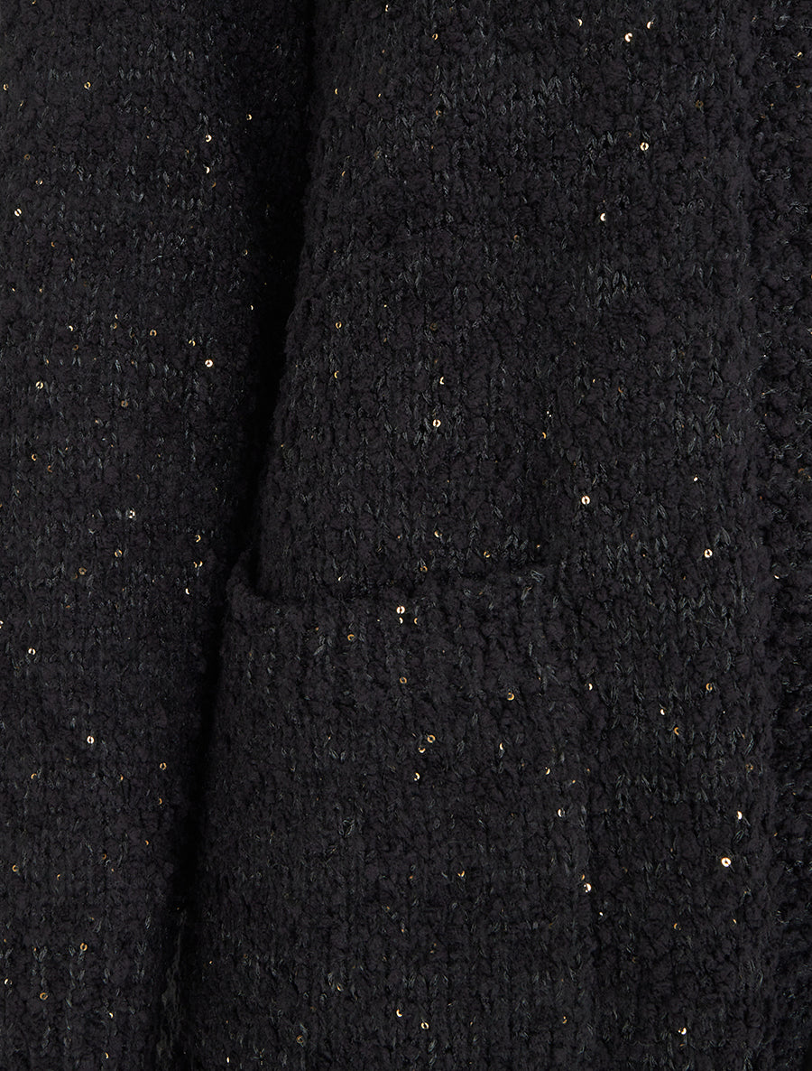 Gilet long uni à sequins - Noir - 3