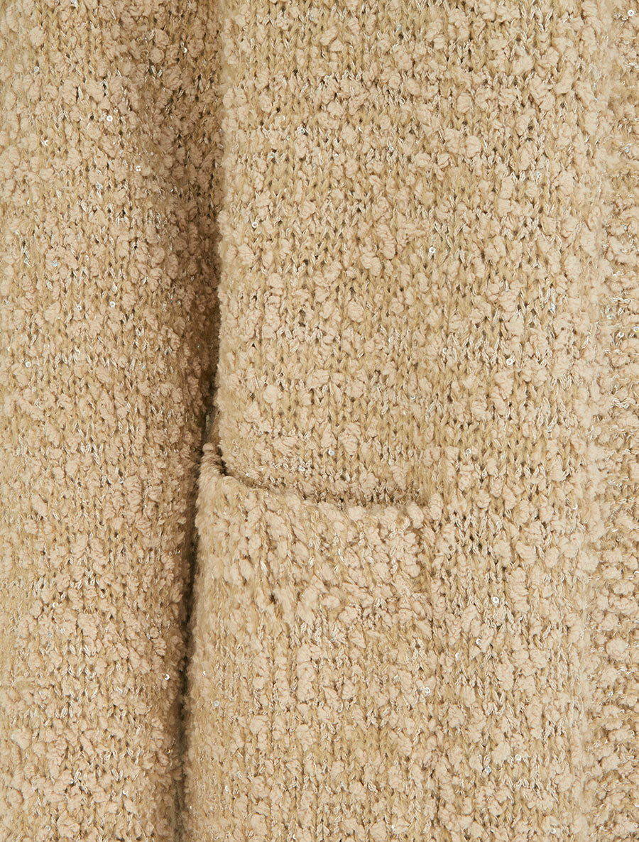 Gilet long uni à sequins - Beige - 3