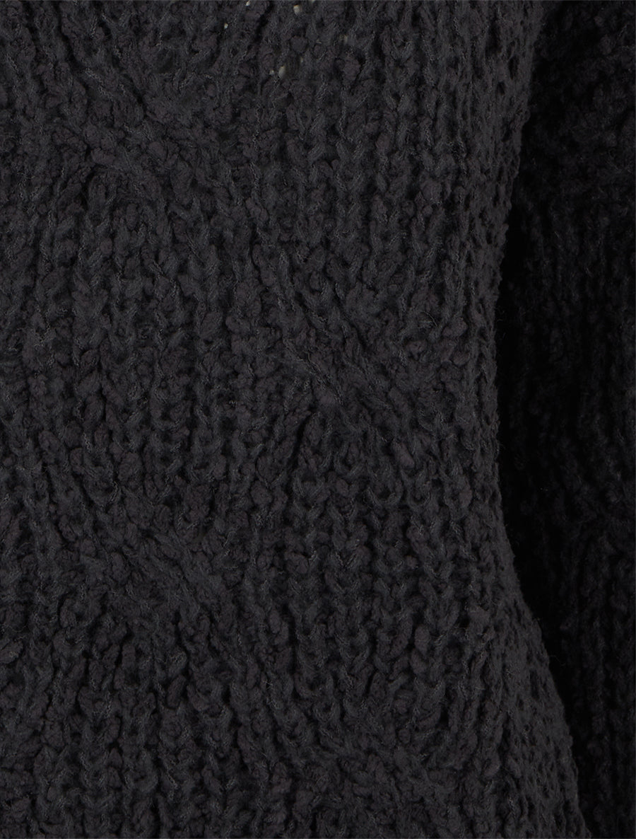 Pull droit en maille épaisse - Noir - 3