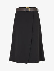 Jupe mi-longue style portefeuille - Noir - 1