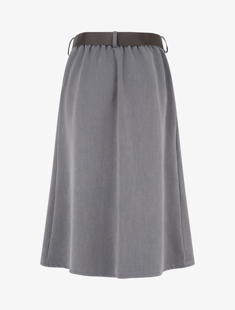 Jupe mi-longue style portefeuille - Gris foncé - 2
