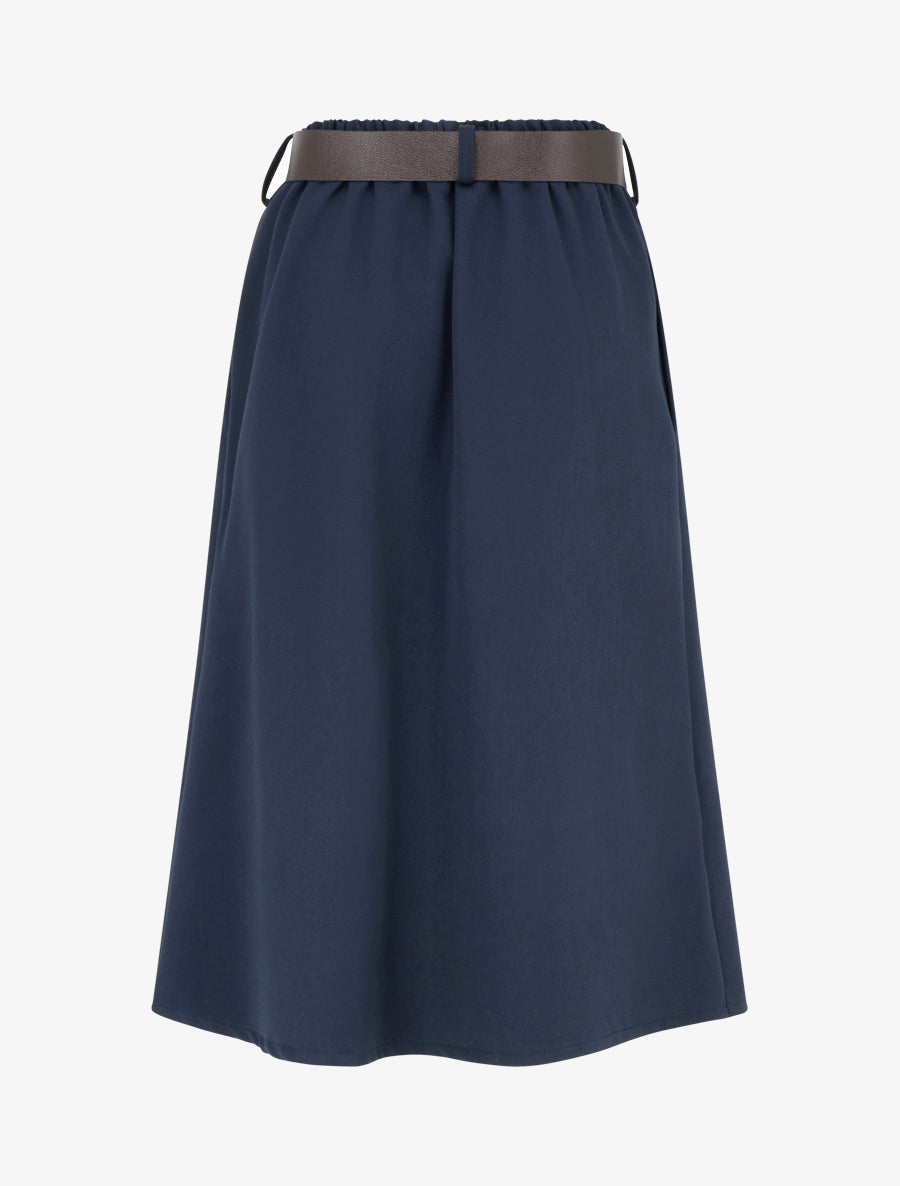 Jupe mi-longue style portefeuille - Marine - 2