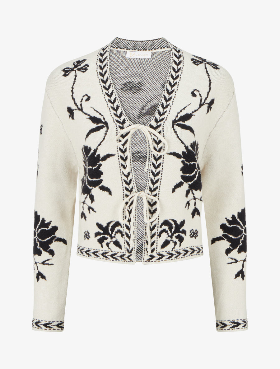 Gilet à nouer à imprimé baroque - Blanc - 1