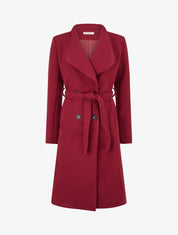 Manteau long cintré à boutons - Bordeaux - 1