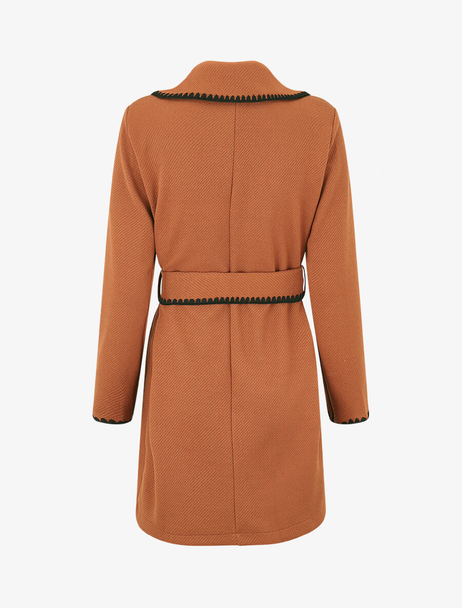 Gilet long à manches longues et détail brodé - Rouille - 2