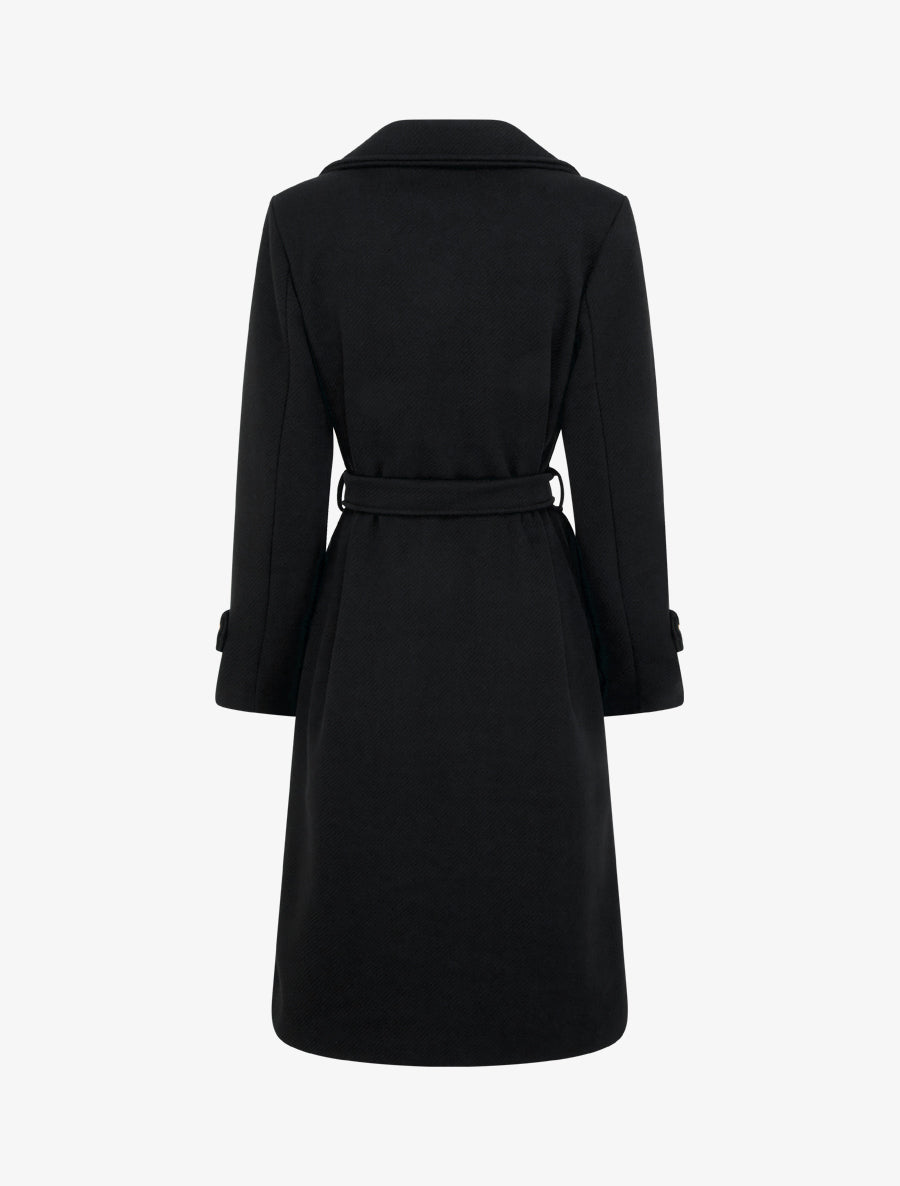 Manteau long croisé à boutons - Noir - 2