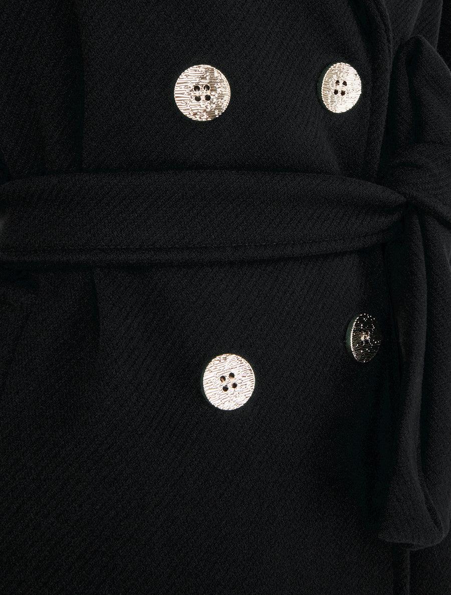 Manteau long croisé à boutons - Noir - 3