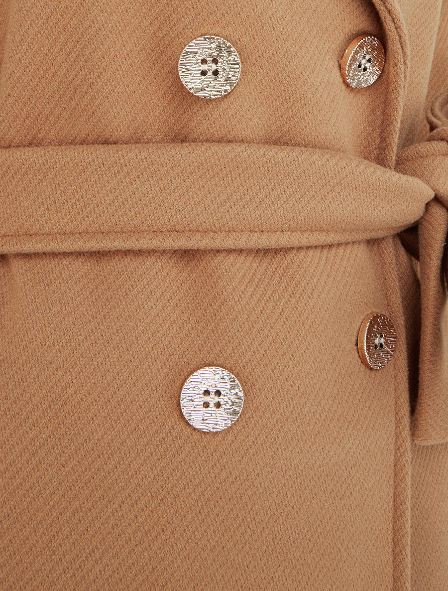 Manteau long croisé à boutons - Camel - 3