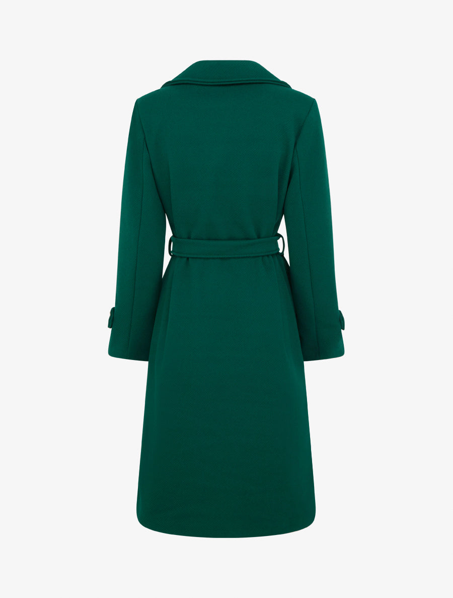 Manteau long croisé à boutons - Vert sapin - 2