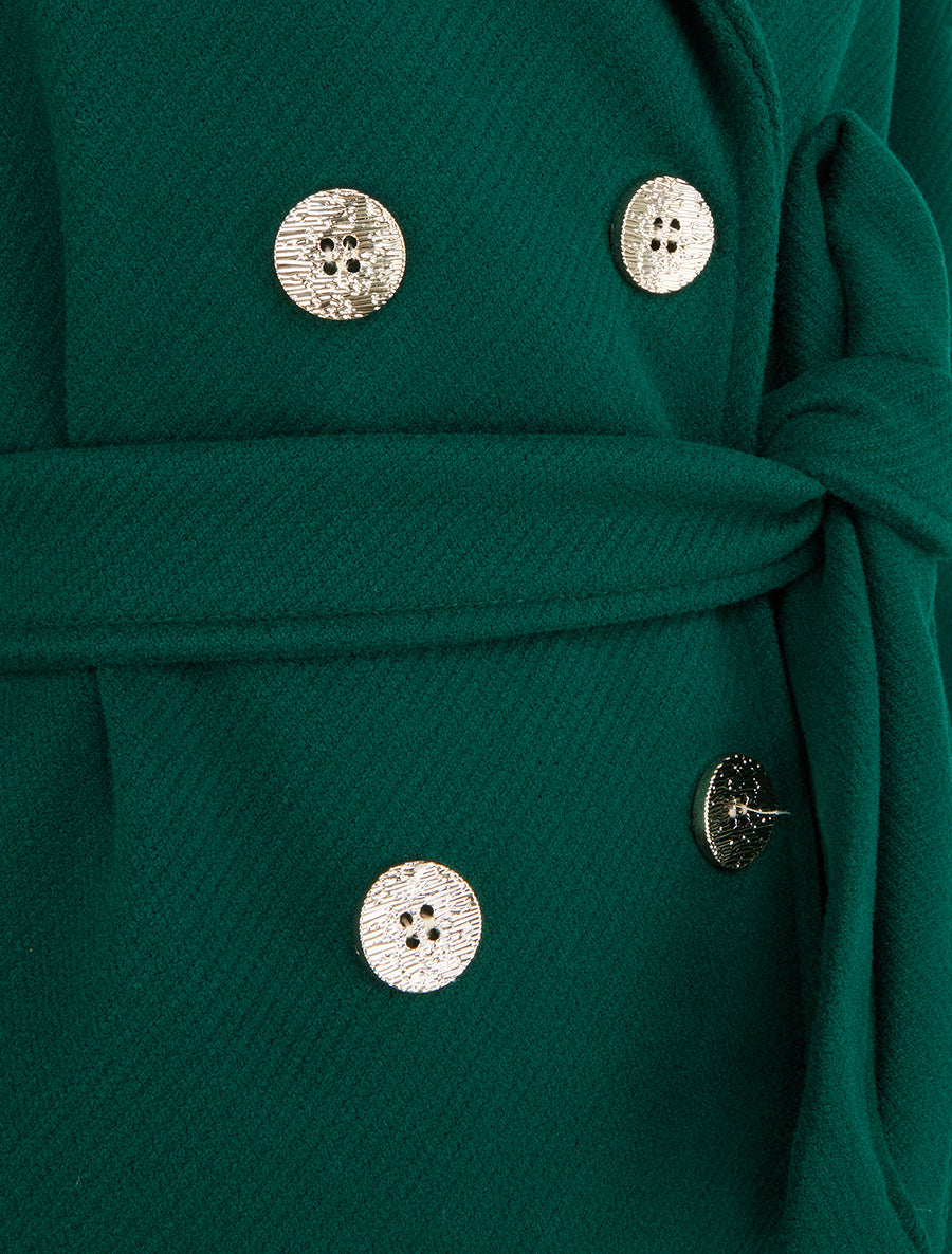 Manteau long croisé à boutons - Vert sapin - 3