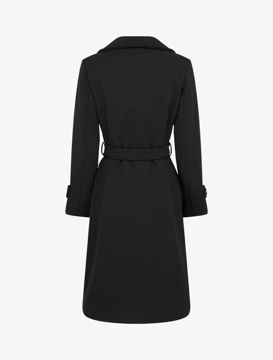Manteau droit croisé à boutons - Noir - 2