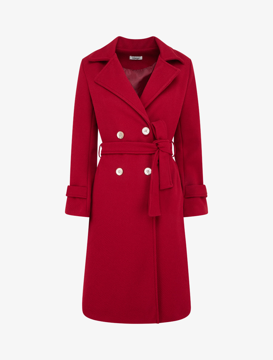 Manteau droit croisé à boutons - Rouge - 1