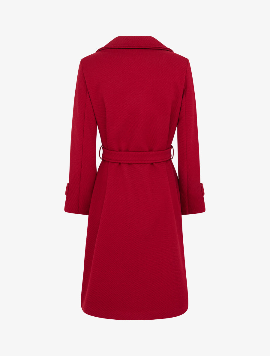 Manteau droit croisé à boutons - Rouge - 2