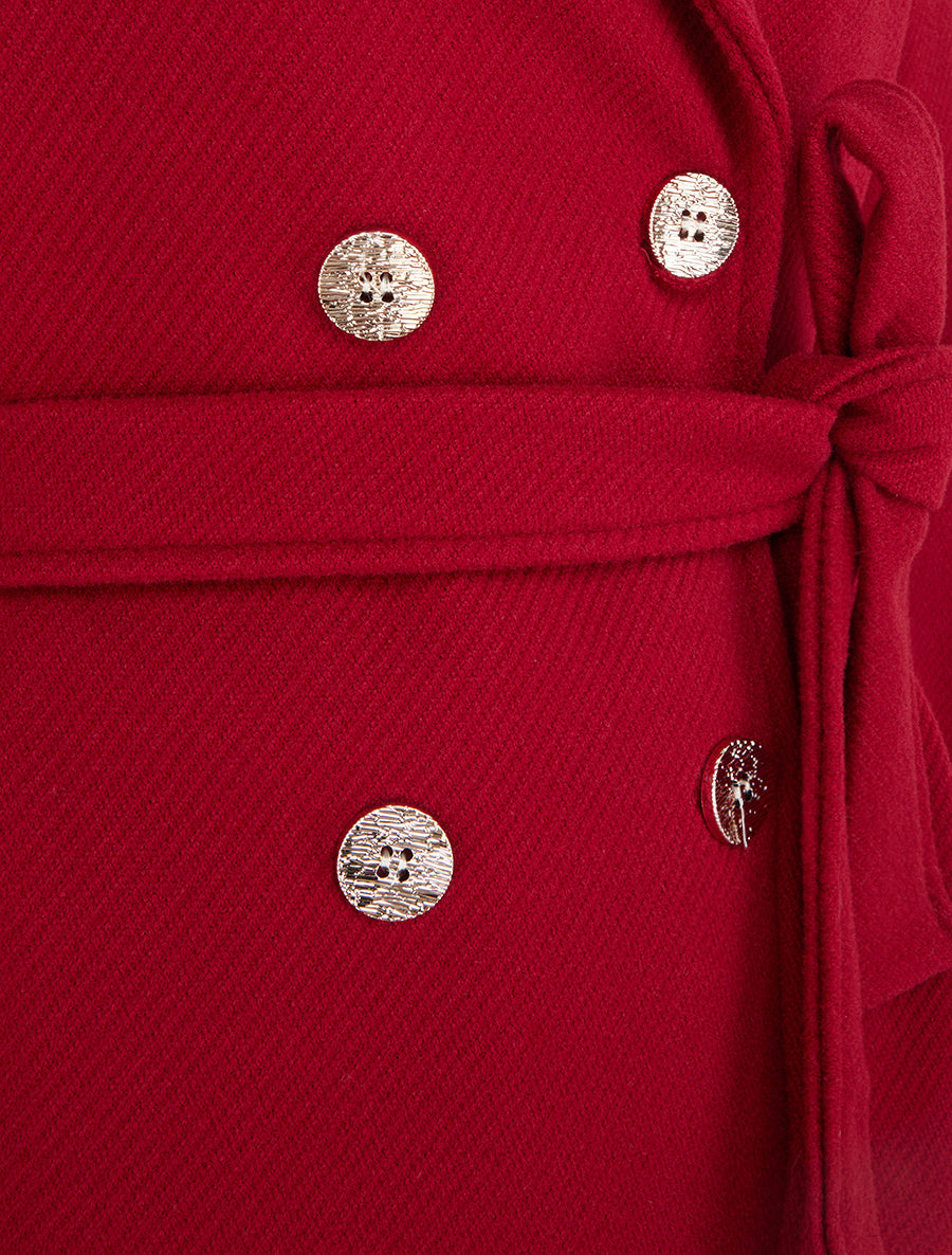 Manteau droit croisé à boutons - Rouge - 3
