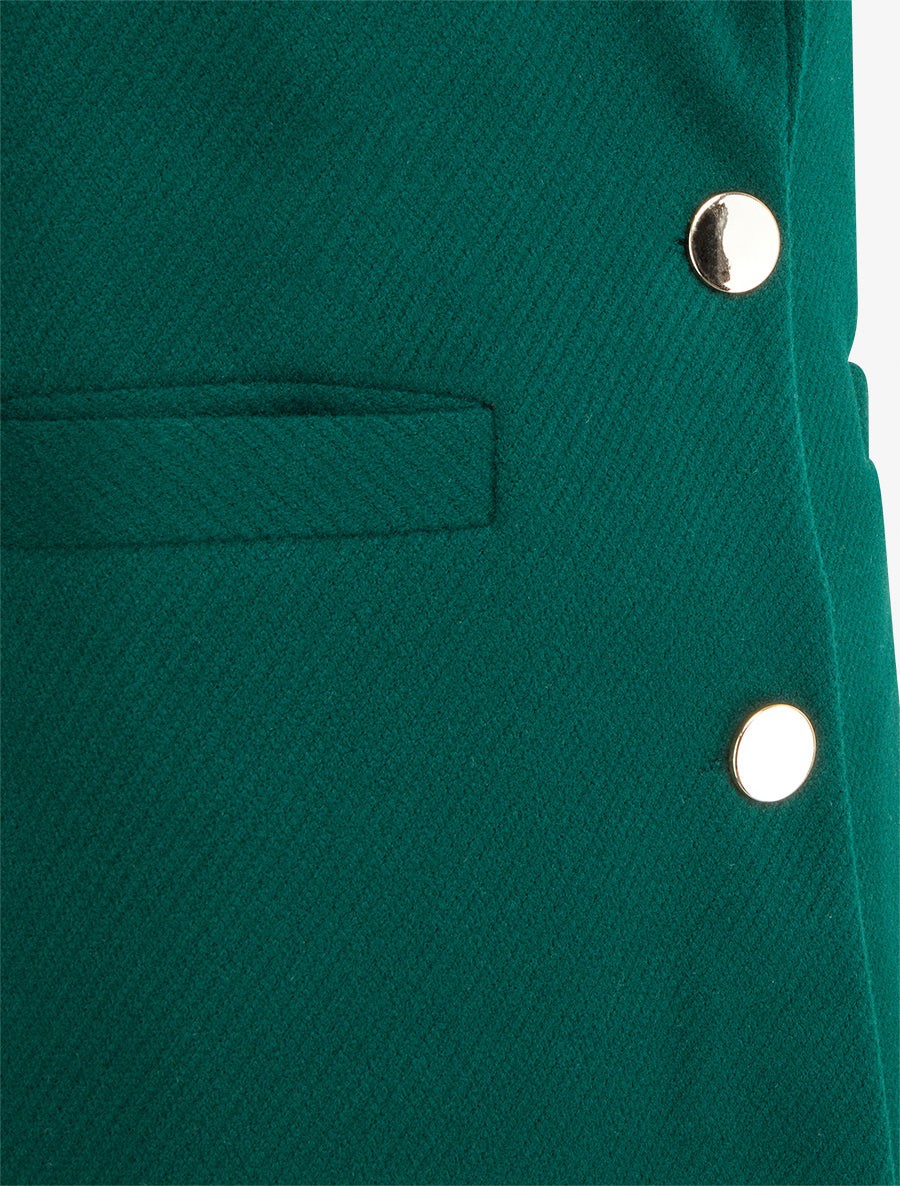 Manteau uni boutonnée à col cranté - Vert sapin - 3