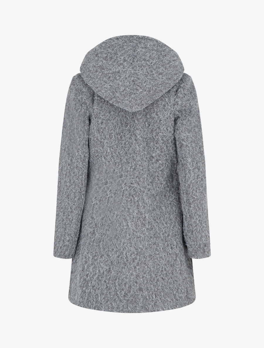 Manteau duveteux à capuche - Gris - 2