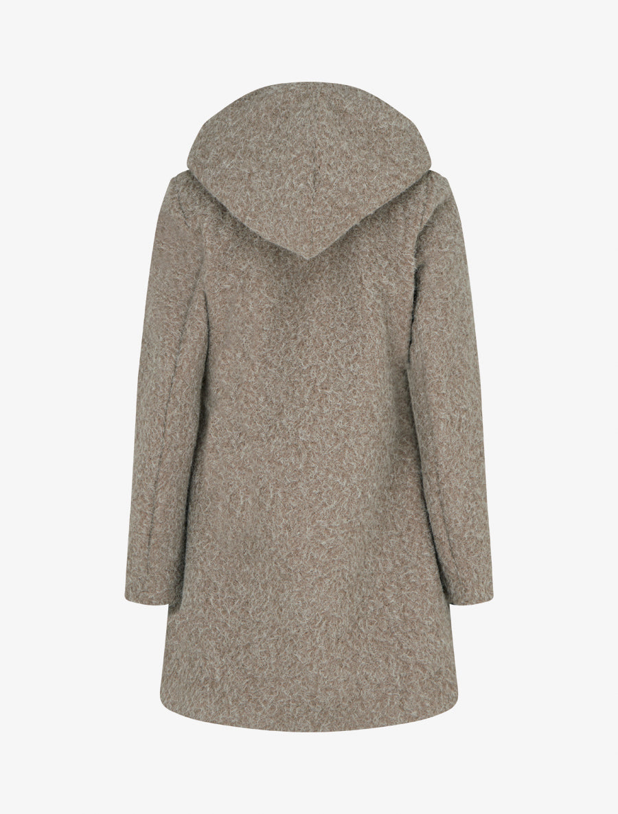 Manteau duveteux à capuche - Taupe - 2