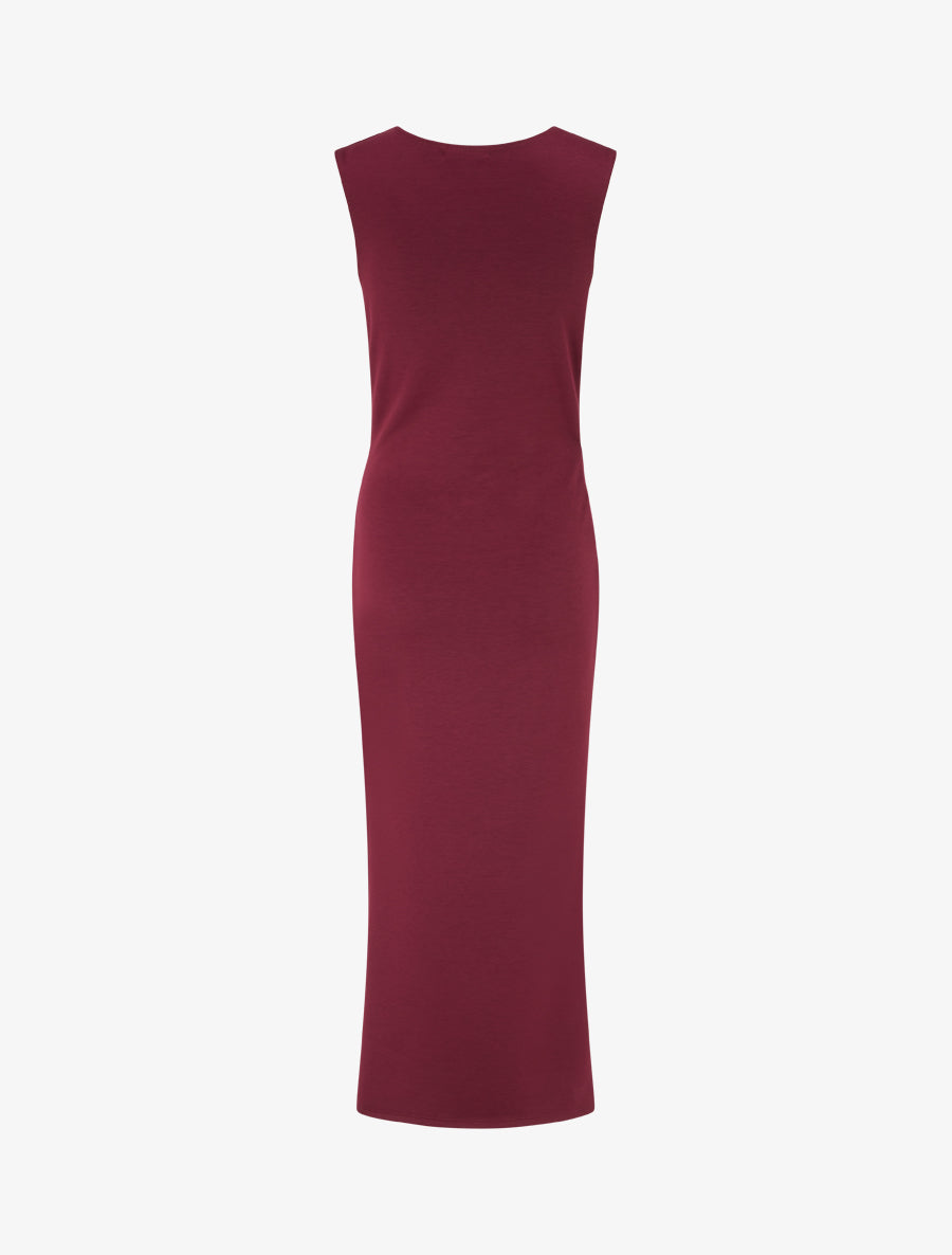 Robe longue fendue à empiècement bijou - Lie de vin - 2