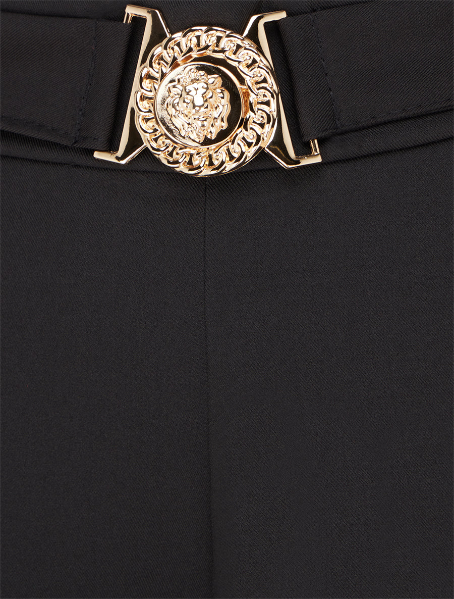 Pantalon droit à ceinture fantaisie - Noir - 3