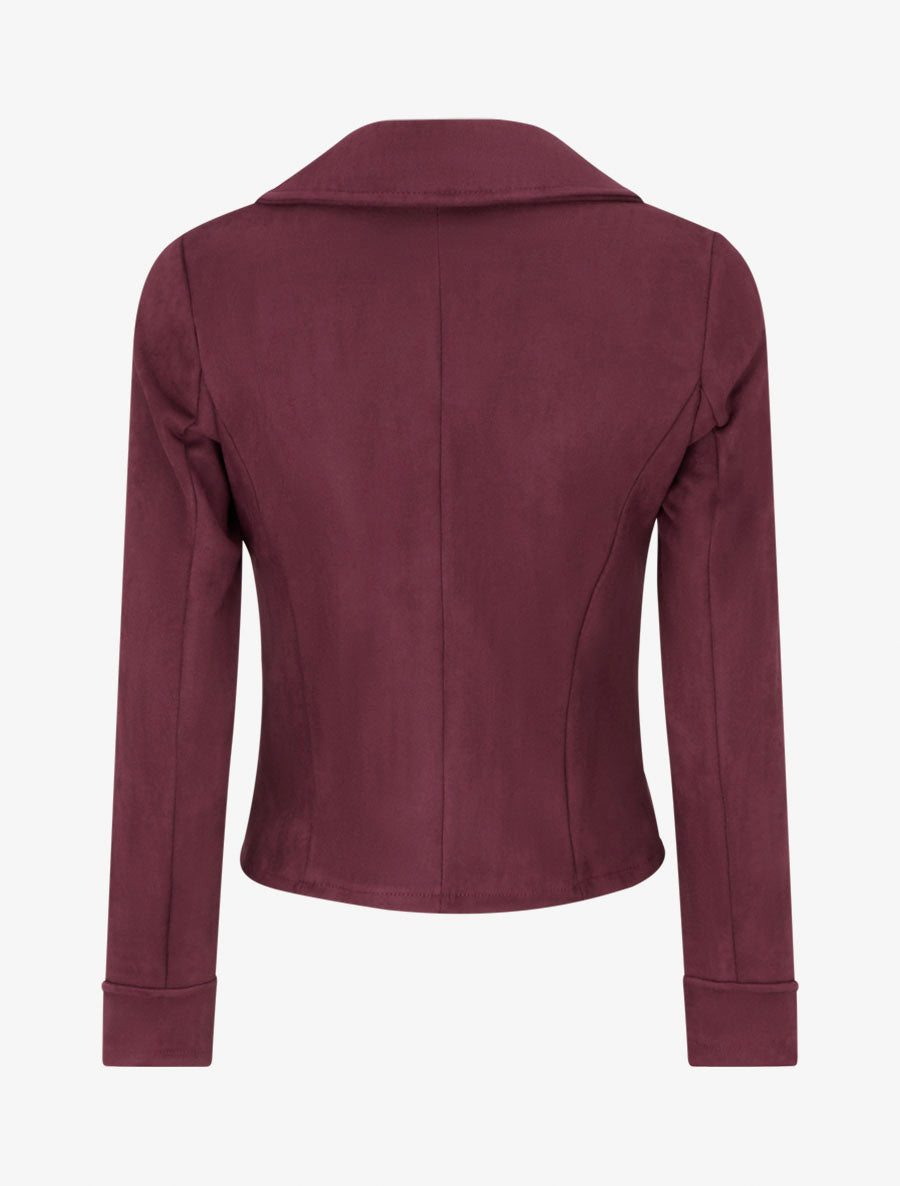 Jacke aus Wildlederimitat mit Reißverschluss - Pflaume