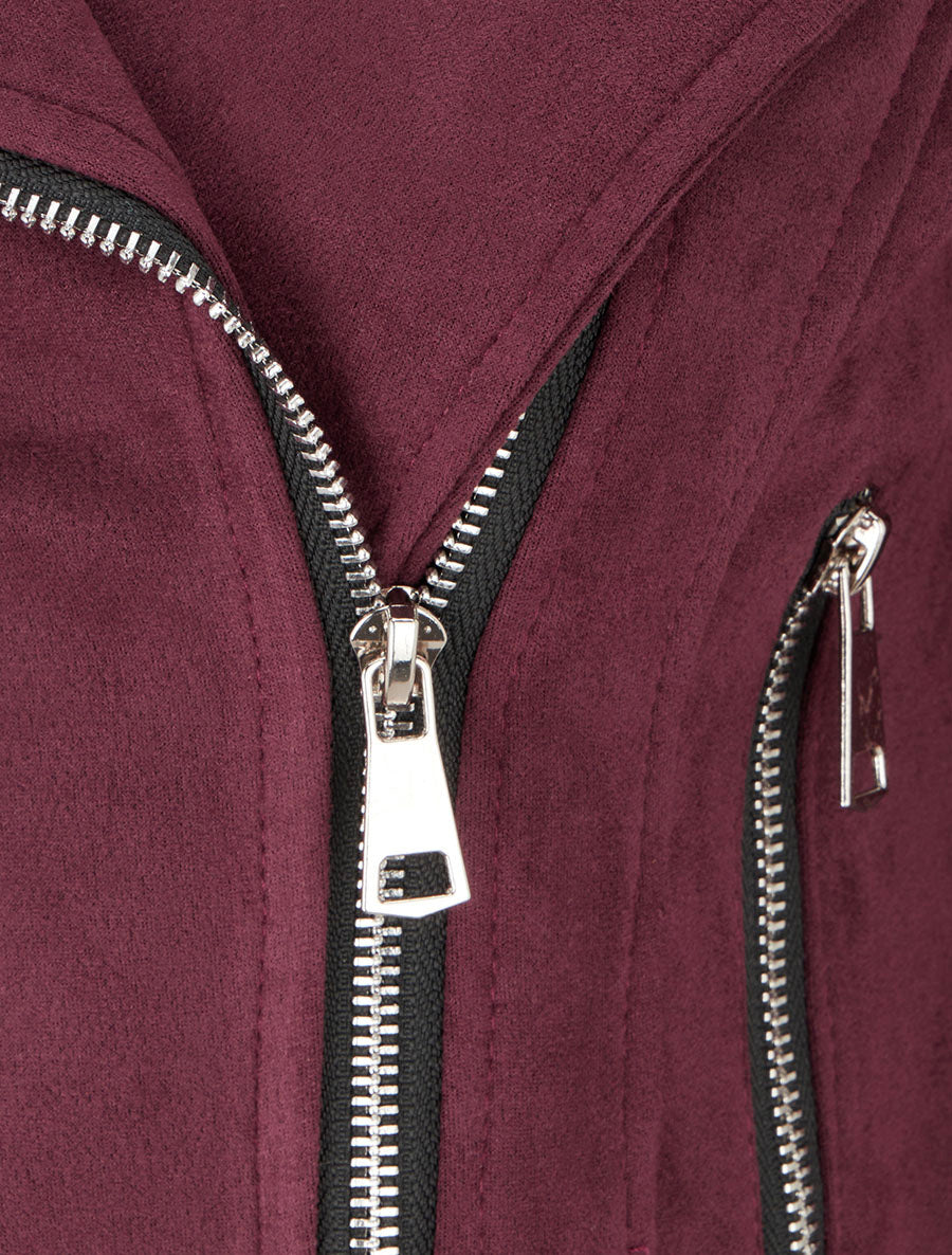 Jacke aus Wildlederimitat mit Reißverschluss - Pflaume