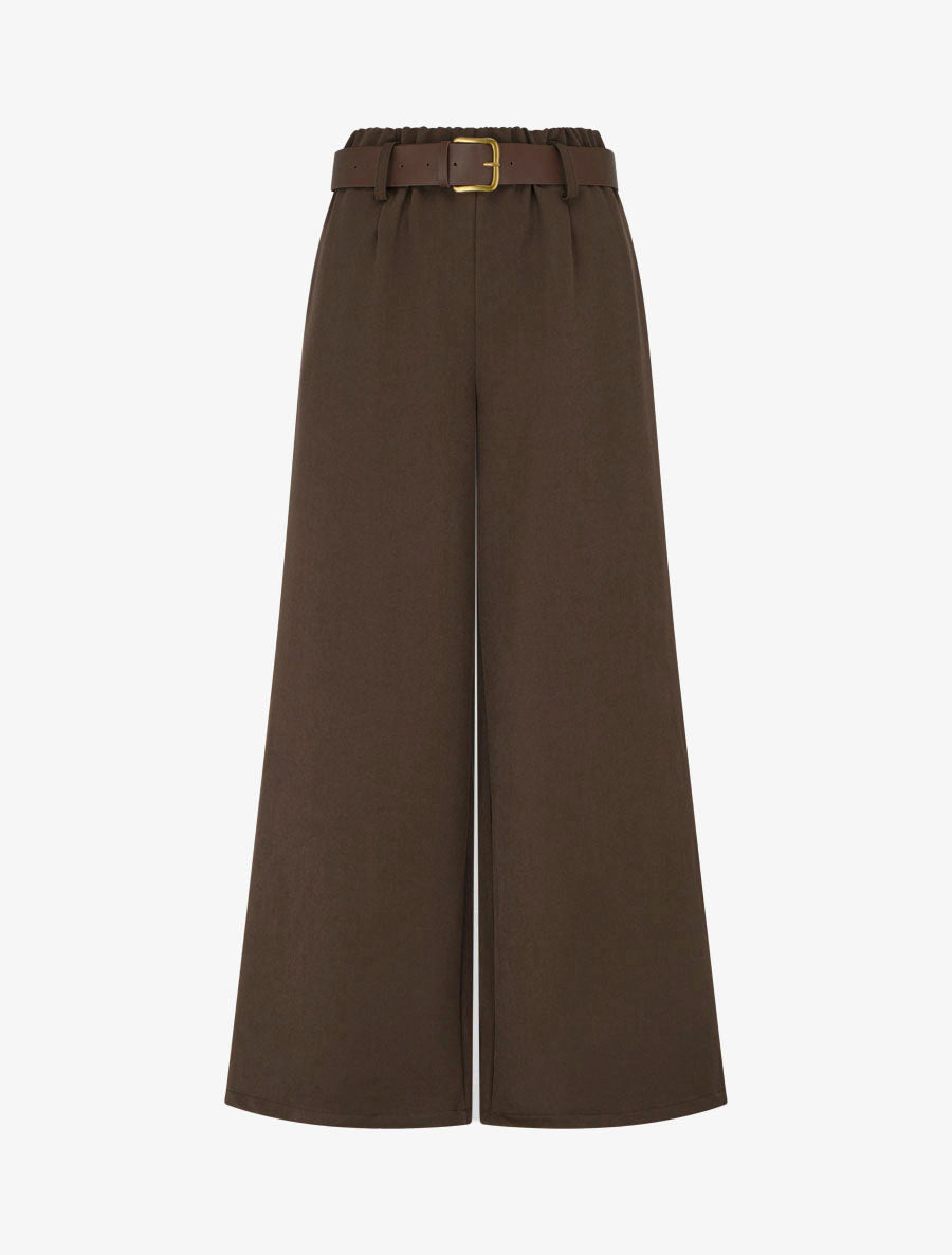 Elastische Hose mit weitem Schnitt - Braun